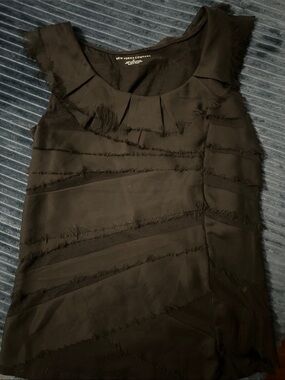 New York & Company Black Ruffle-Accent Sleeveless Camisole